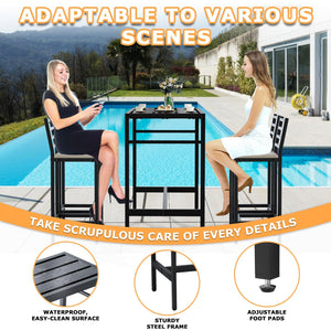 5-Piece Outdoor Patio Bar Set with Counter Height Table & Cushioned Stools
