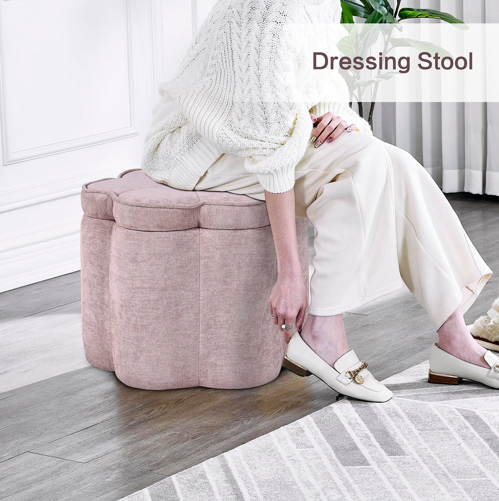Floral Storage Ottoman Pouf – 19.5" Round, Holds 300 lbs