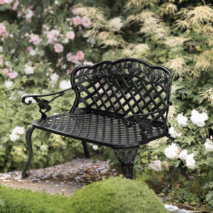 42.5" Antique Cast Aluminum Outdoor Garden Bench – 2-3 Person Seating