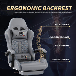 High Back Gaming Chair with Footrest & Lumbar Support