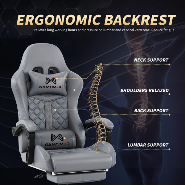 High Back Gaming Chair with Footrest & Lumbar Support