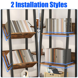Ladder Bookshelf with 4 Doors & 12 Open Shelves