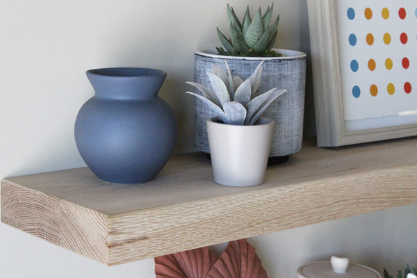 White Oak Floating Wall Shelves – Set of 2