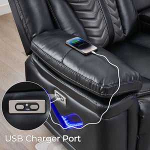 Power Recliner Sectional Sofa with LED Lights & Bass Speakers