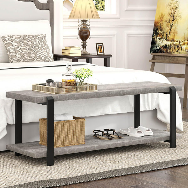 Entryway Shoe Storage Bench with Metal Frame – 47 Inch