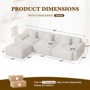 Modular Sectional Sofa L-Shaped Convertible Couch with Ottoman
