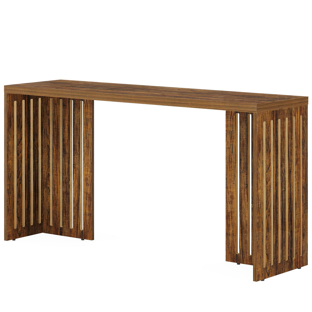 63-Inch Counter Height Bar Table with Louvered Base