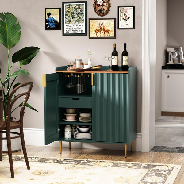 Bar Cabinet with Wine Rack & Stemware Holders