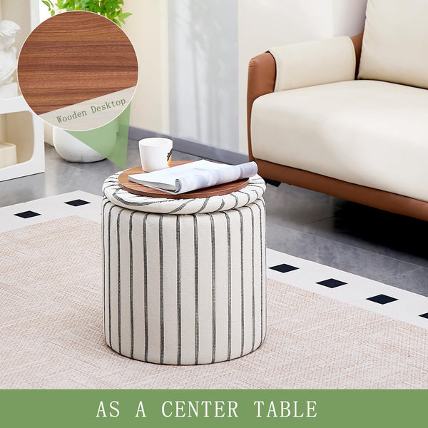 Storage Ottoman with Detachable Tray
