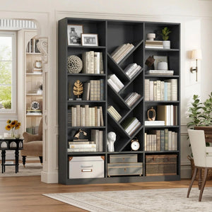 6-Tier Tree Bookshelf, 71" Tall Floor Standing Bookcase
