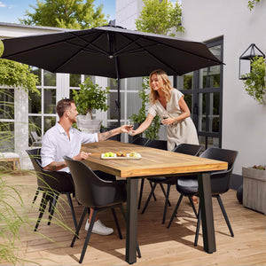 Solid Acacia Wood Dining Table for 6 with Metal Legs – 69 inch