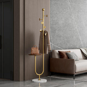 Gold Metal Coat Rack with Marble Base