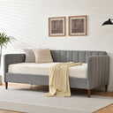 Twin Upholstered Daybed with Adjustable Backrest & Wood Slat Support