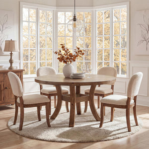 47" Round Solid Wood Dining Table with Curved Legs