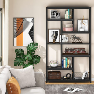 7-Tier Tall Bookcase with Open Shelves