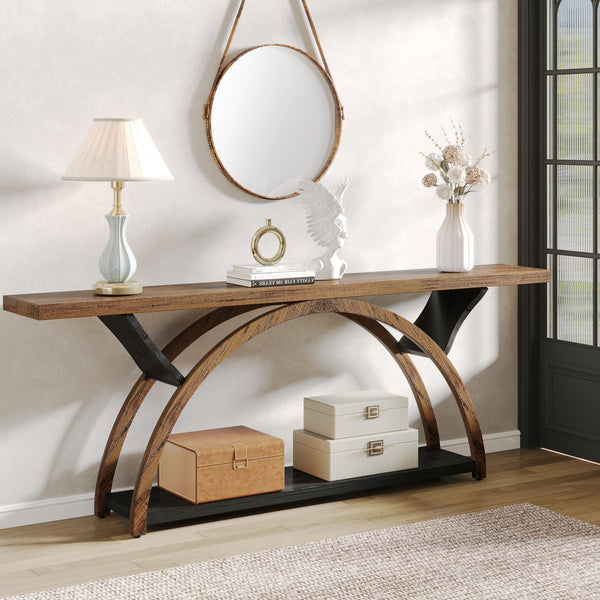 70.87" 2-Tier Console Table with Half Moon Frame