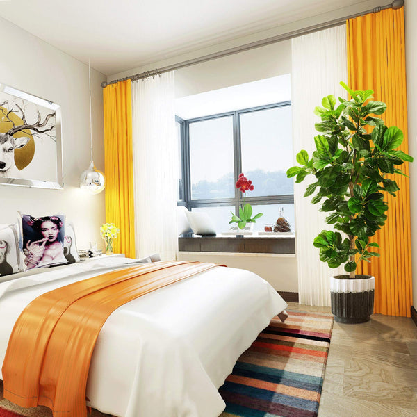 Artificial Fiddle Leaf Fig Tree with Real Wood Trunk & Cement Pot
