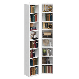 8-Tier Tall Narrow Bookshelf Set of 2, 71" Corner Bookcase