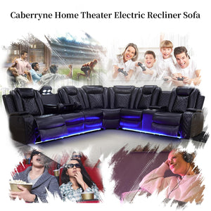 Power Recliner Sectional Sofa with LED Lights
