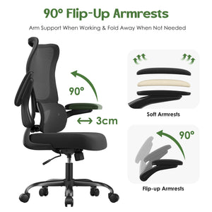 Ergonomic Mesh Office Chair with Lumbar Support & Flip-Up Armrests