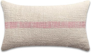 Striped Cotton Lumbar Pillow Cover, 12x20, Bohemian Accent