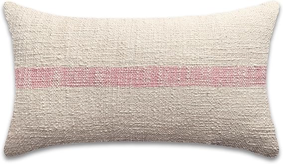 Striped Cotton Lumbar Pillow Cover, 12x20, Bohemian Accent