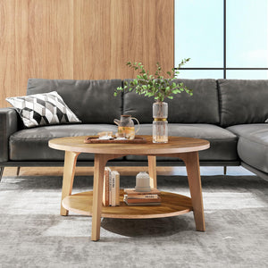 Round Coffee Table with Storage, 2-Tier