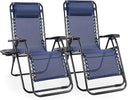 Zero Gravity Outdoor Lounge Chair Set of 2 with Cup Holder & Adjustable Pillow