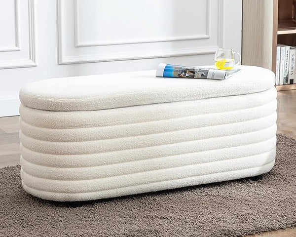 Storage Ottoman Bench with Hidden Storage & Safety Hinge