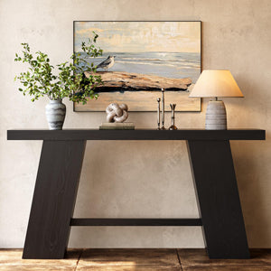 Narrow Console Table – Black MDF with A-Frame Legs, 70.87"