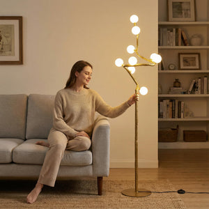 Multi-Head Tree Floor Lamp with 3D Printed Shades