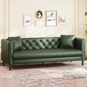 81" Button-Tufted PU Leather 3-Seater Sofa