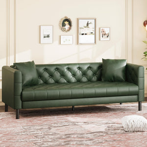 81" Button-Tufted PU Leather 3-Seater Sofa