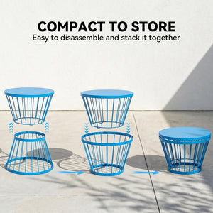 16" Steel Patio Side Table with Hourglass Design