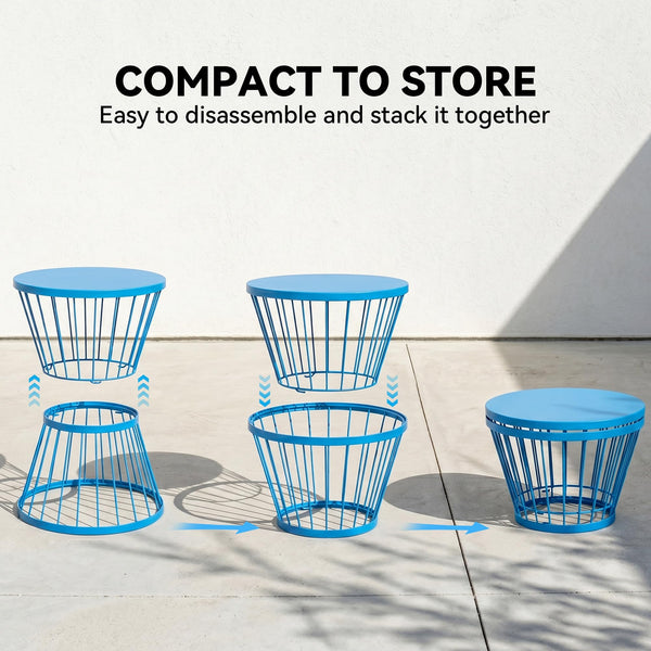 16" Steel Patio Side Table with Hourglass Design