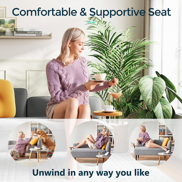 57" 2-Seater Loveseat Sofa with Storage and Removable Tray