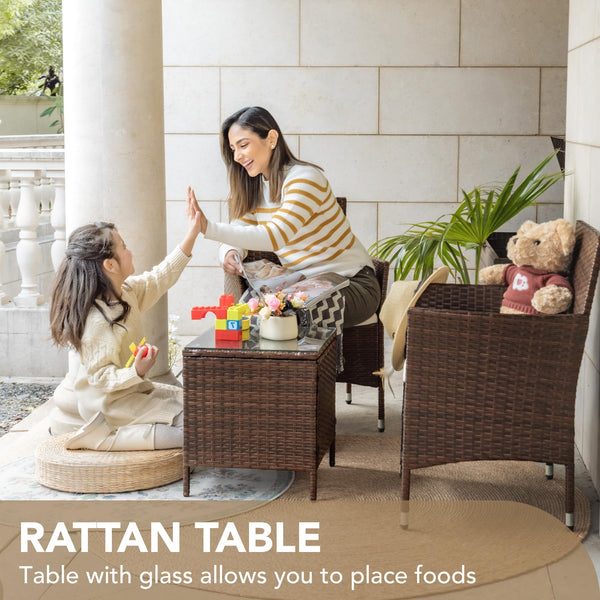 3-Piece PE Rattan Patio Furniture Set with Chairs and Table