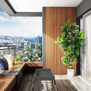 Artificial Fiddle Leaf Fig Tree with Real Wood Trunk & Cement Pot