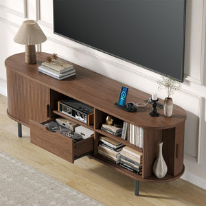 Mid-Century Modern TV Stand with Power Outlet & Storage
