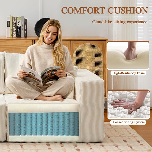 L-Shaped Modular Sectional Sofa with Memory Foam Deep Seat