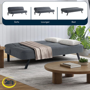 Convertible Futon Sofa – Short Twin Size, Polyester Upholstery, Metal Legs
