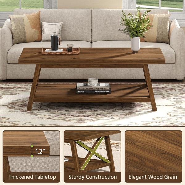 2-Tier Farmhouse Coffee Table with Storage