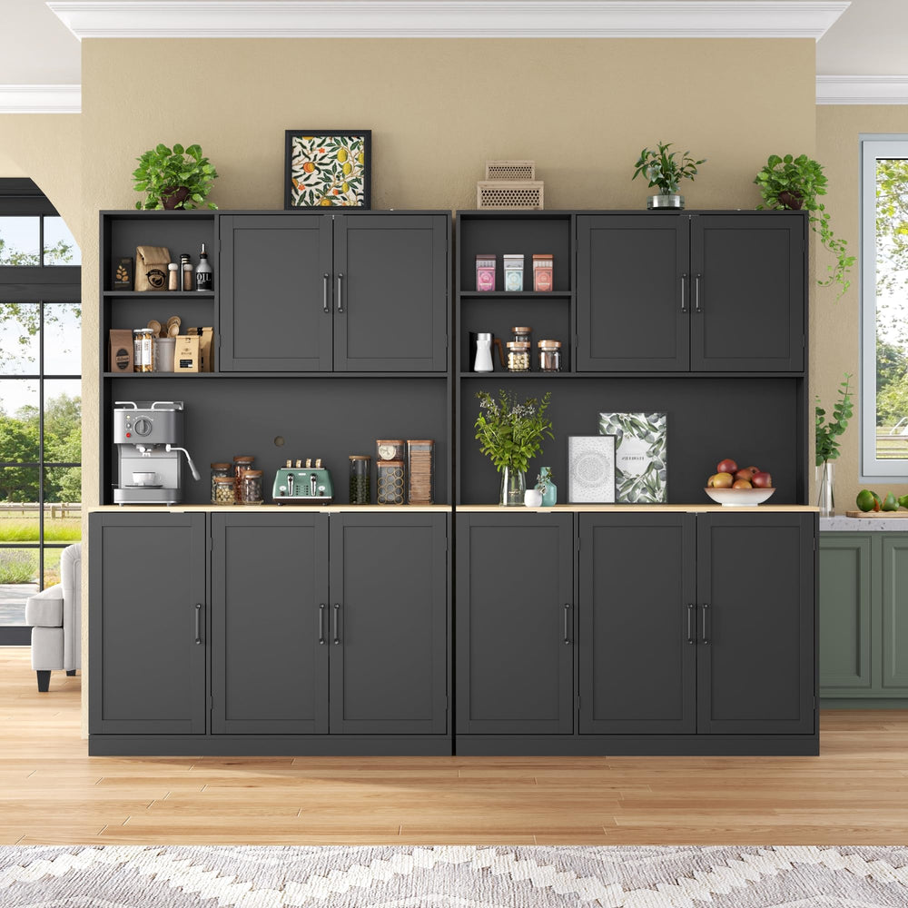Kitchen Pantry Storage Cabinet with Microwave Stand