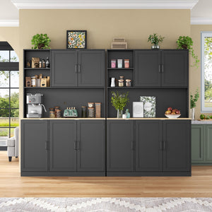 Kitchen Pantry Storage Cabinet with Microwave Stand