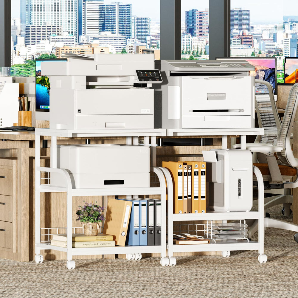 3-Tier Rolling Printer Stand with Storage Shelves