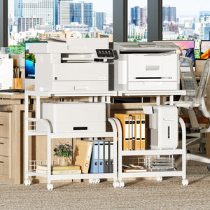 3-Tier Rolling Printer Stand with Storage Shelves