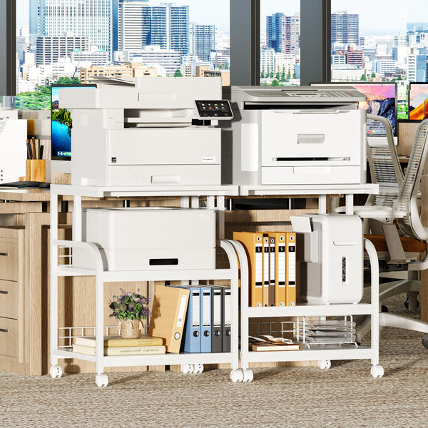 3-Tier Rolling Printer Stand with Storage Shelves