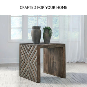 Rustic End Table with Diamond Pattern