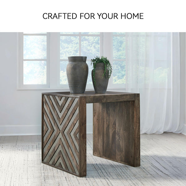 Rustic End Table with Diamond Pattern