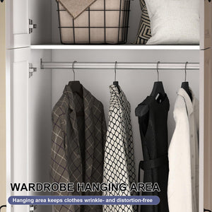 Extra Tall Wardrobe Closet with Drawers & Top Cabinet